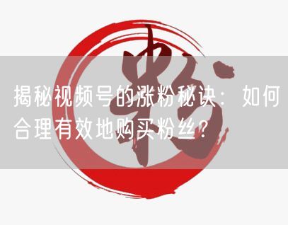 揭秘视频号的涨粉秘诀：如何合理有效地购买粉丝？
